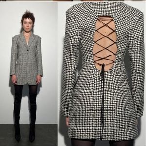 Zara Houndstooth Blazer Dress